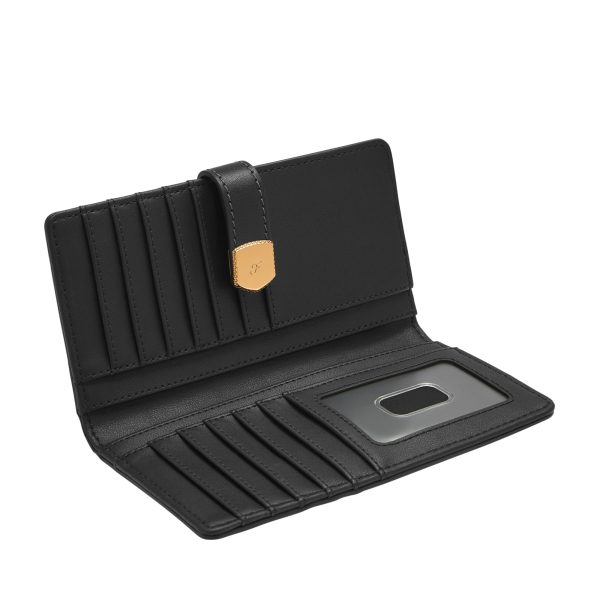 Fossil Lennox Tab Bifold Wallet Black interior with card slots and ID window