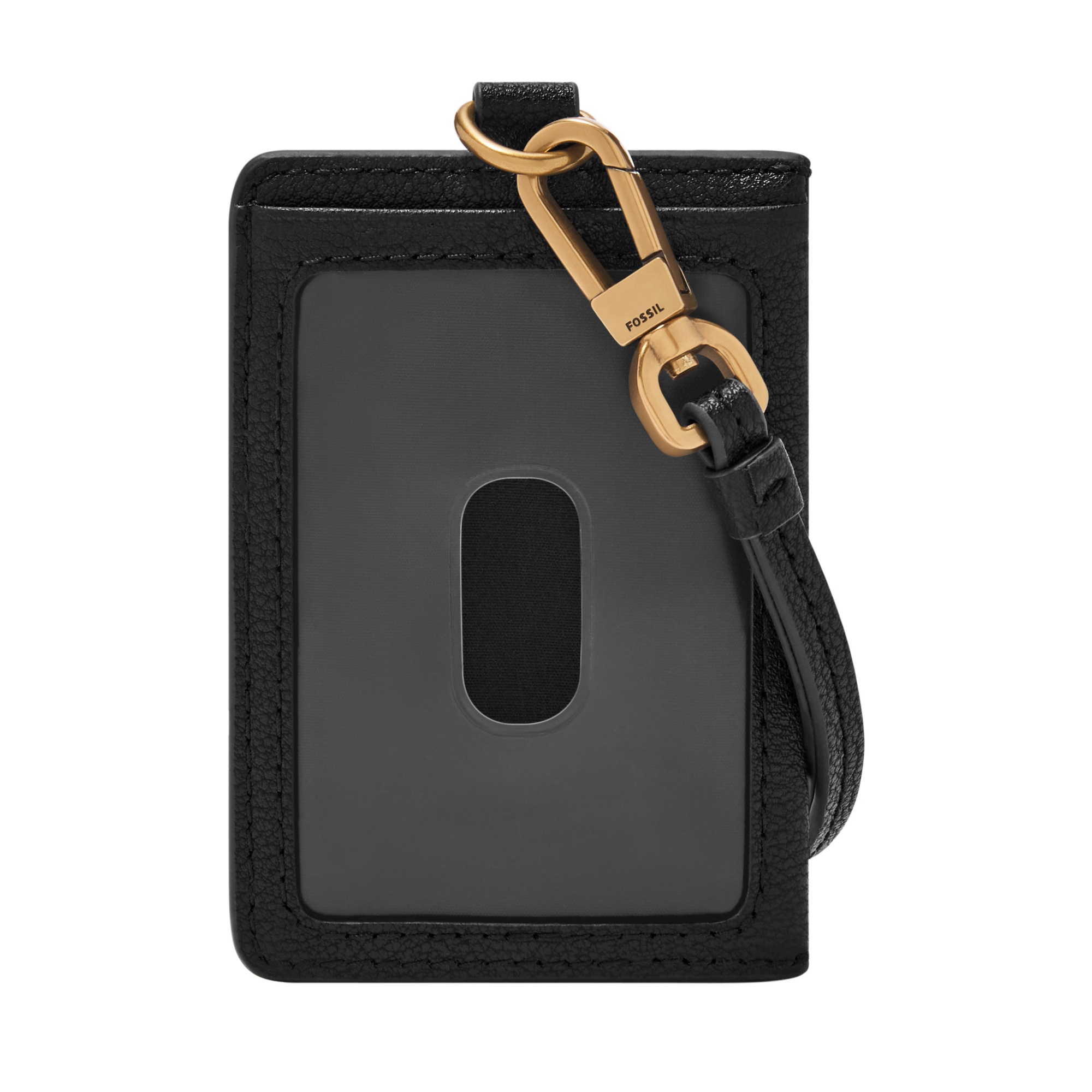Fossil Sofia Lanyard in Black, rear ID-window and strap view