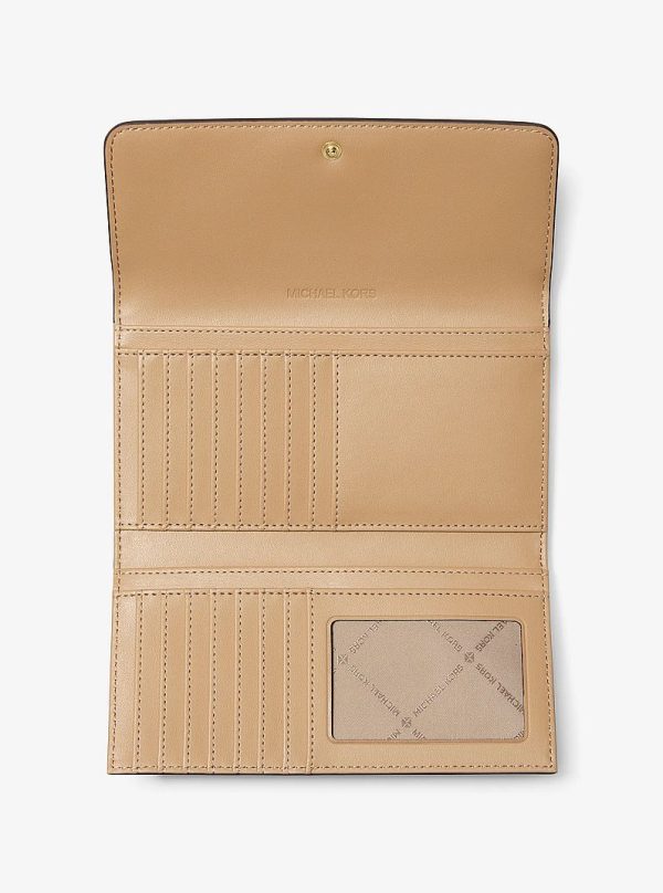 Michael Kors Jet Set Large Signature Logo Tri-Fold Wallet Honeywheat Multi interior