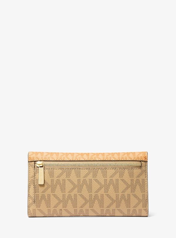 Michael Kors Jet Set Large Signature Logo Tri-Fold Wallet Honeywheat Multi back