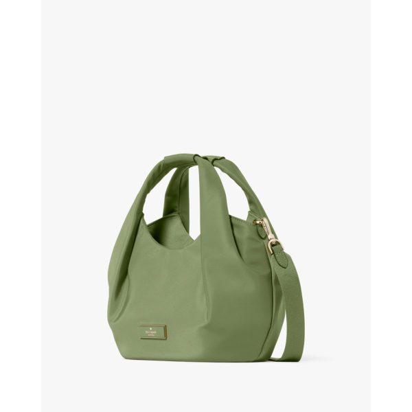 Kate Spade Carter Nylon Small Pleated Crossbody Cedar Stand angled view