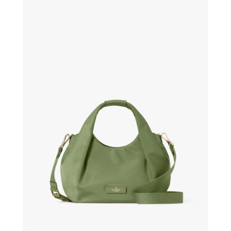 Kate Spade Carter Nylon Small Pleated Crossbody Cedar Stand front view
