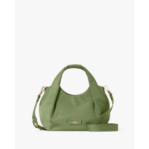 Kate Spade Carter Nylon Small Pleated Crossbody Cedar Stand front view