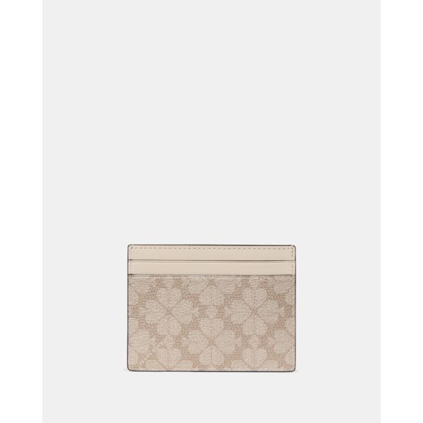 Kate Spade Spade Flower Small Slim Card Holder in Dark Beige Moon Dust back view