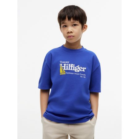 Tommy Hilfiger Kids Embroidered Sailboat T-Shirt in Noble Blue