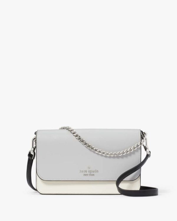 Kate Spade Madison Willow Mini Flap Crossbody Platinum Grey Multi - Preorder