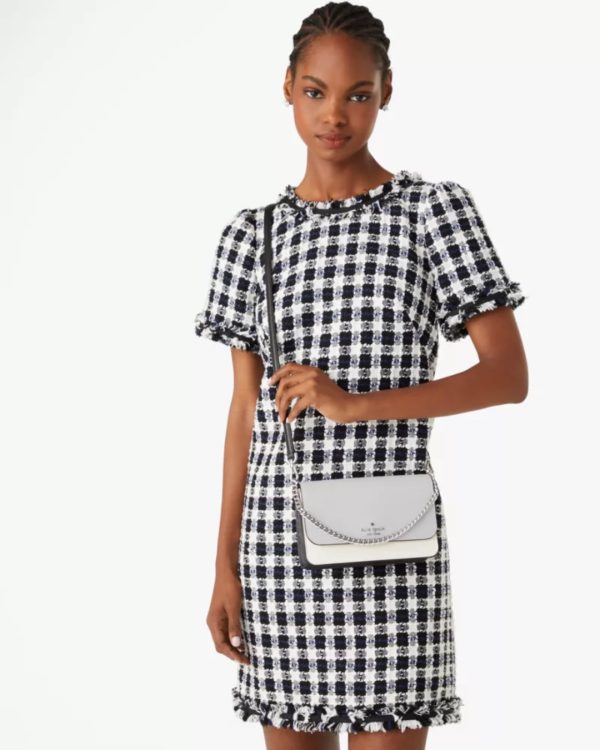 Kate Spade Madison Willow Mini Flap Crossbody Platinum Grey Multi - Preorder