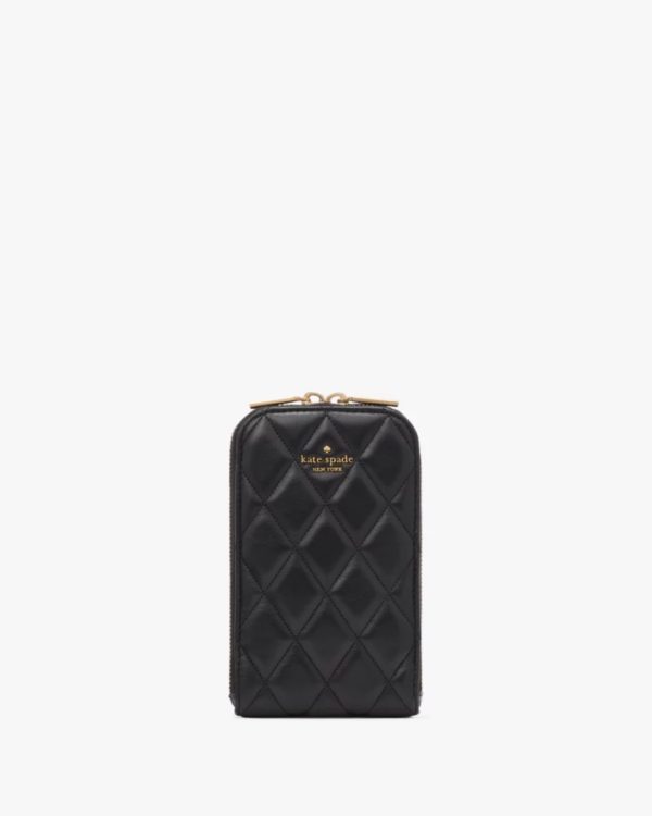 Kate Spade Carey Quilted North South Phone Crossbody Black - Preorder