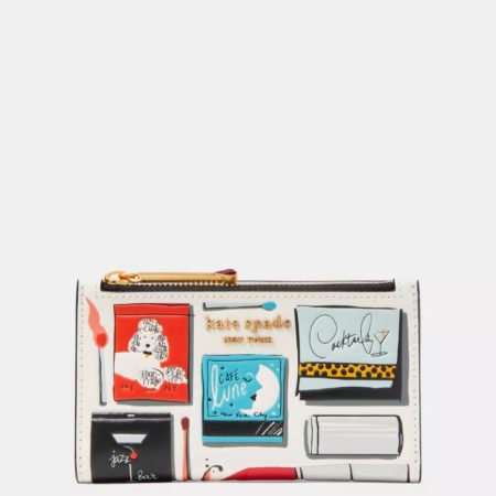 Kate Spade Morgan Matchbox Embossed Small Slim Bifold Wallet Parchment Multi - Preorder
