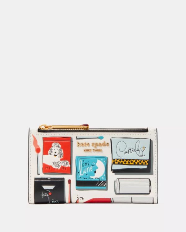 Kate Spade Morgan Matchbox Embossed Small Slim Bifold Wallet Parchment Multi - Preorder
