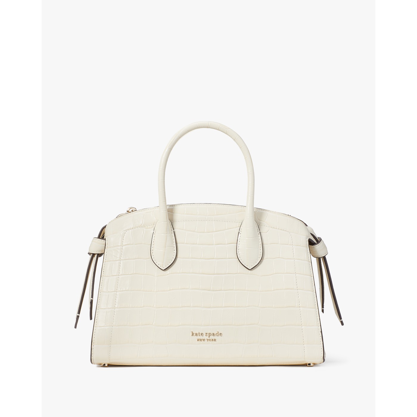 Kate Spade Knott Croc-embossed Medium Zip-top Satchel in Halo White - Preorder