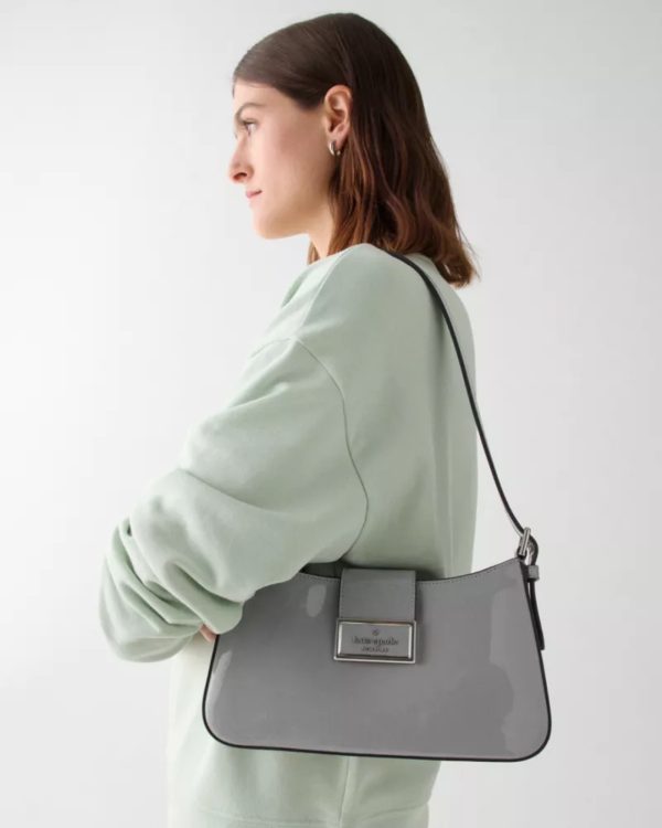 Kate Spade Reegan Patent Fabric Small Shoulder Bag Pavement - Preorder