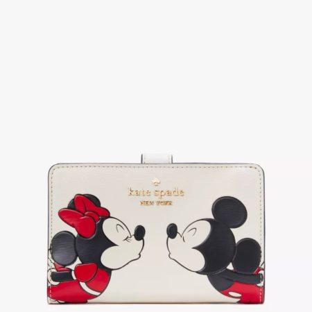 Kate Spade Disney X Kate Spade New York Minnie Medium Compact Bifold Wallet Parchment Multi - Preorder