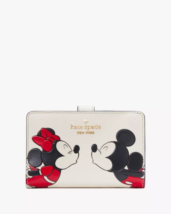 Kate Spade Disney X Kate Spade New York Minnie Medium Compact Bifold Wallet Parchment Multi - Preorder