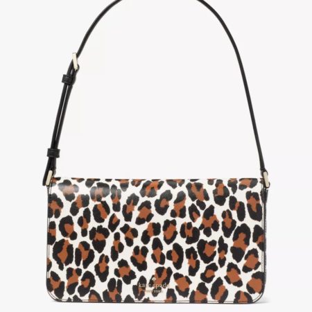 Kate Spade Staci Spotted Animal Printed Medium Flap Shoulder Bag Cream Multi - Preorder