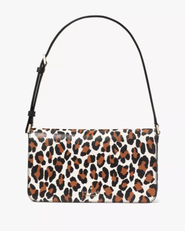 Kate Spade Staci Spotted Animal Printed Medium Flap Shoulder Bag Cream Multi - Preorder