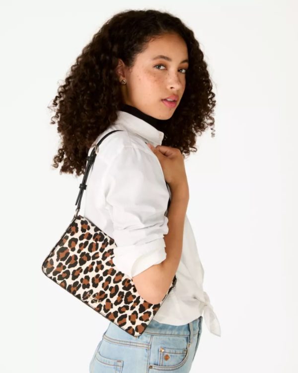 Kate Spade Staci Spotted Animal Printed Medium Flap Shoulder Bag Cream Multi - Preorder