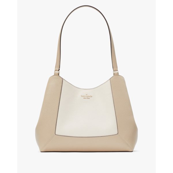 Kate Spade Lena Colorblock Large Triple Compartment Shoulder Bag in Light Sand Multi - Preorder
