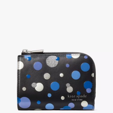 Kate Spade Devin Space Dot Small Compact Wallet Black Multi - Preorder