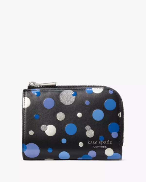 Kate Spade Devin Space Dot Small Compact Wallet Black Multi - Preorder