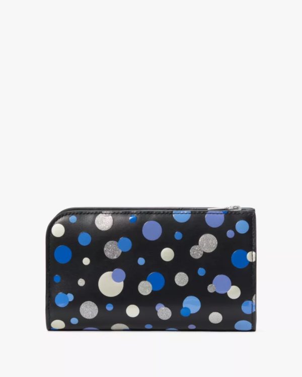 Kate Spade Devin Space Dot Small Compact Wallet Black Multi - Preorder