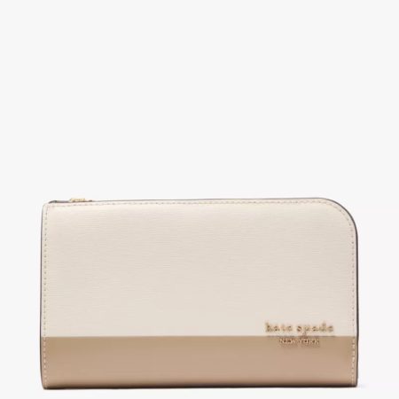 Kate Spade Devin Colorblocked Medium Bifold Wallet Timeless Taupe Multi - Preorder
