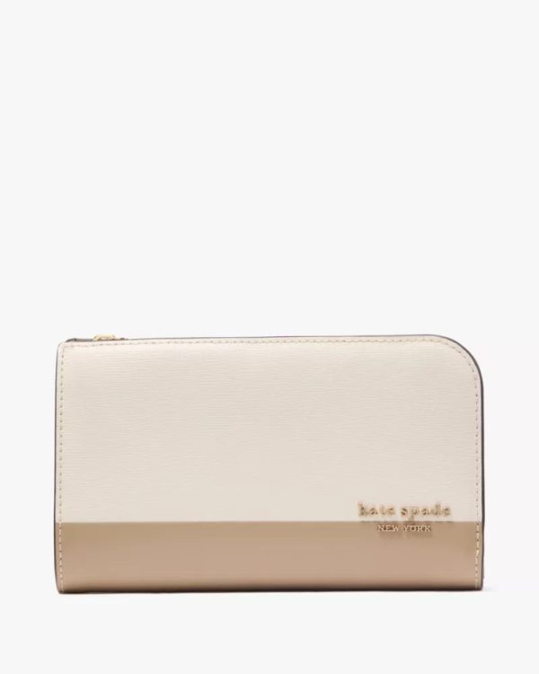 Kate Spade Devin Colorblocked Medium Bifold Wallet Timeless Taupe Multi - Preorder