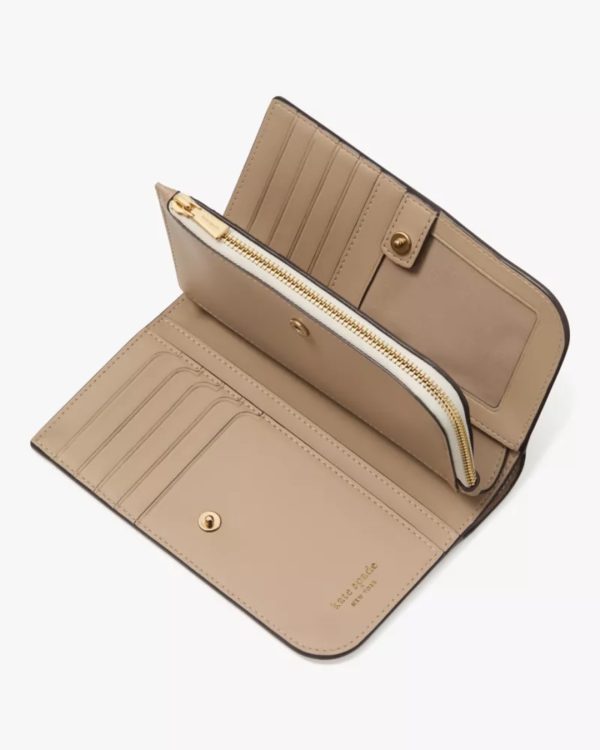 Kate Spade Devin Colorblocked Medium Bifold Wallet Timeless Taupe Multi - Preorder