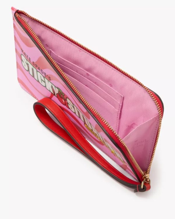 Kate Spade Bubble Gum Medium L-Zip Wristlet Red Multi - Preorder