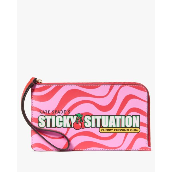 Kate Spade Bubble Gum Medium L-Zip Wristlet in Red Multi - Preorder