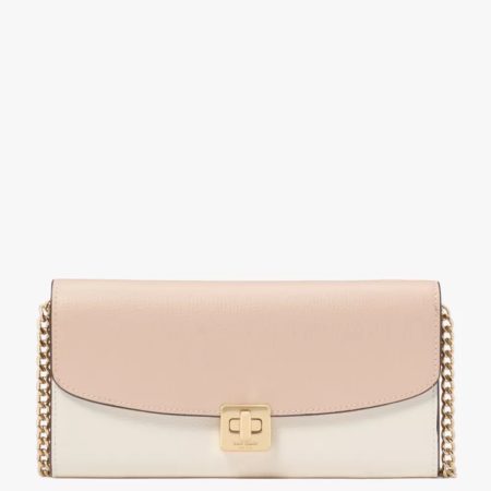 Kate Spade Phoebe Colorblock Refined Grain Leather Turnlock Wallet On A Chain Toasted Hazelnut Multi - Preorder