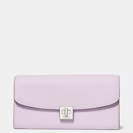 Kate Spade Phoebe Refined Grain Leather Turnlock Wallet On A Chain Light Frozen Lilac - Preorder