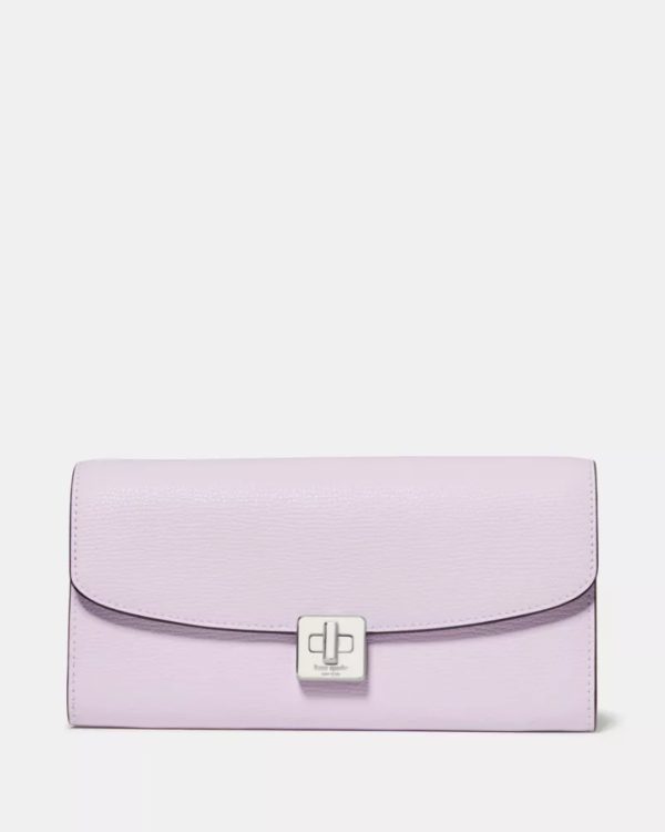 Kate Spade Phoebe Refined Grain Leather Turnlock Wallet On A Chain Light Frozen Lilac - Preorder