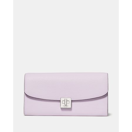 Kate Spade Phoebe Refined Grain Leather Turnlock Wallet On A Chain in Light Frozen Lilac - Preorder