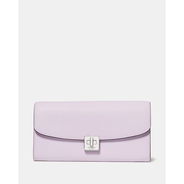 Kate Spade Phoebe Refined Grain Leather Turnlock Wallet On A Chain in Light Frozen Lilac - Preorder