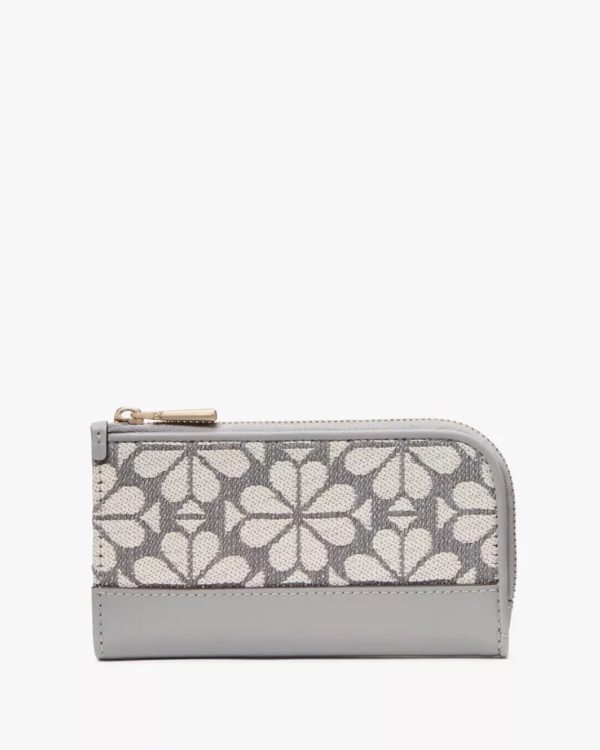 Kate Spade Devin Spade Flower Jacquard Bifold Wallet Grey Multi - Preorder