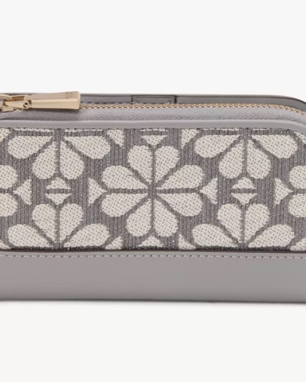 Kate Spade Devin Spade Flower Jacquard Bifold Wallet Grey Multi - Preorder