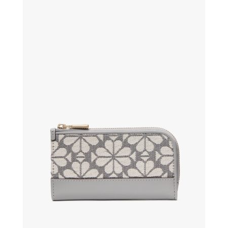 Kate Spade Devin Spade Flower Jacquard Bifold Wallet in Grey Multi - Preorder
