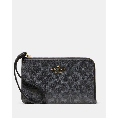 Kate Spade Lucy Spade Flower Small Card Holder Wristlet in Black (KM460BLK) - Preorder