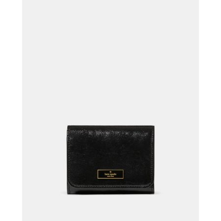 Kate Spade Bridget Crinkle Patent Small L-zip Wallet in Black - Preorder