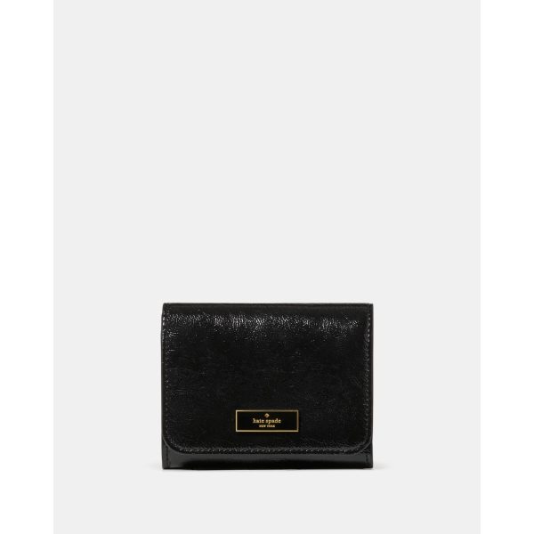 Kate Spade Bridget Crinkle Patent Small L-zip Wallet in Black - Preorder