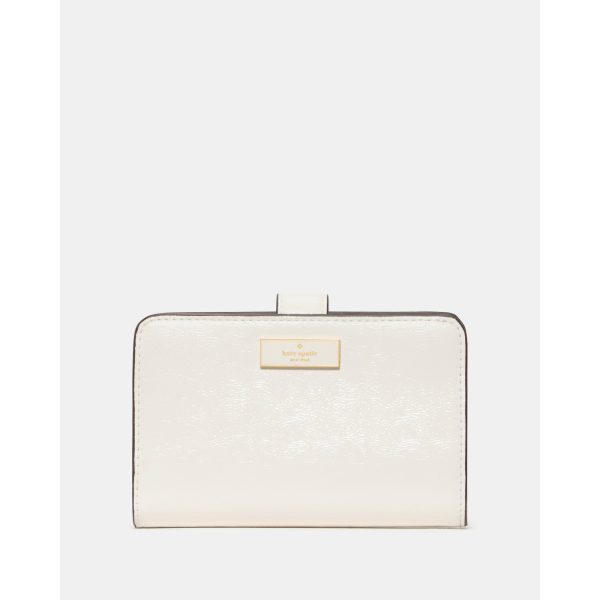 Kate Spade Bridget Crinkle Patent Medium Compact Bifold Wallet in Meringue - Preorder