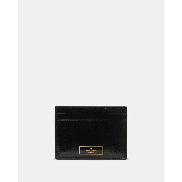 Kate Spade Bridget Crinkle Patent Small Slim Card Holder in Black - Preorder
