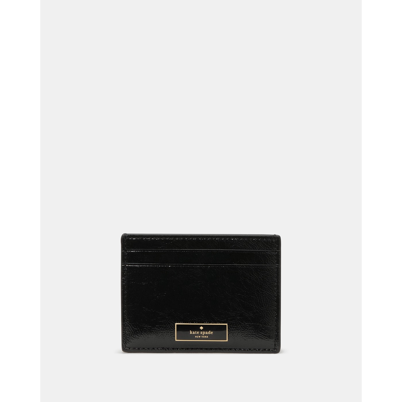 Kate Spade Bridget Crinkle Patent Small Slim Card Holder in Black - Preorder