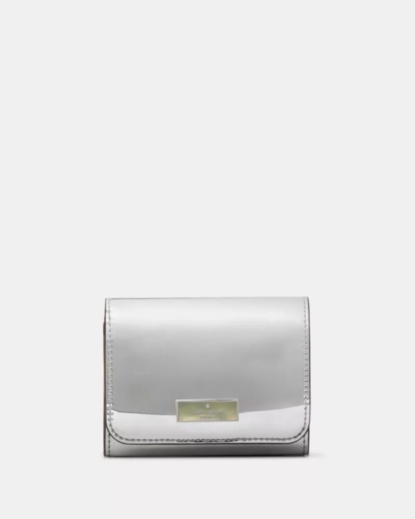 Kate Spade Bridget Mirror Metallic Small L-zip Wallet Silver - Preorder
