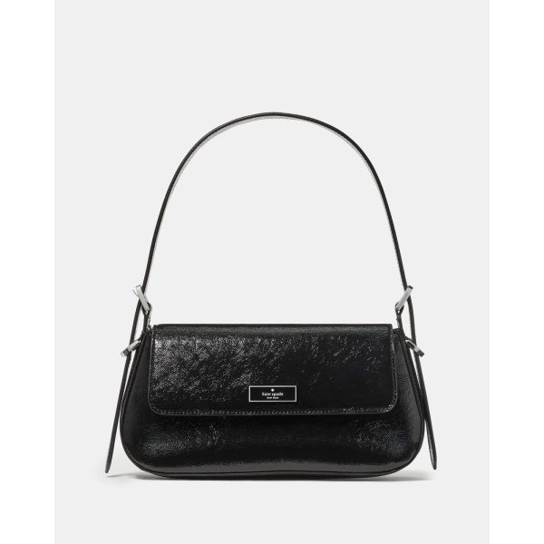 Kate Spade Bridget Shiny Leather Small Flap Shoulder in Black - Preorder