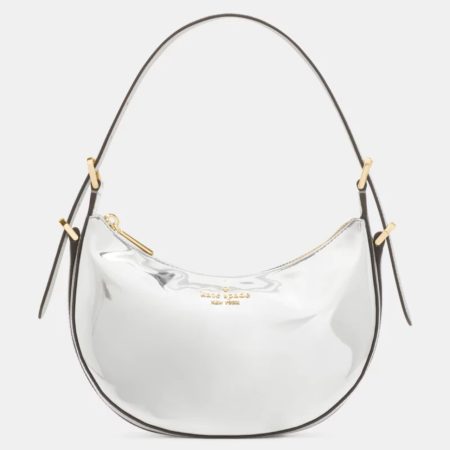 Kate Spade Nova Mirror Metallic Small Crescent Shoulder Bag Silver - Preorder