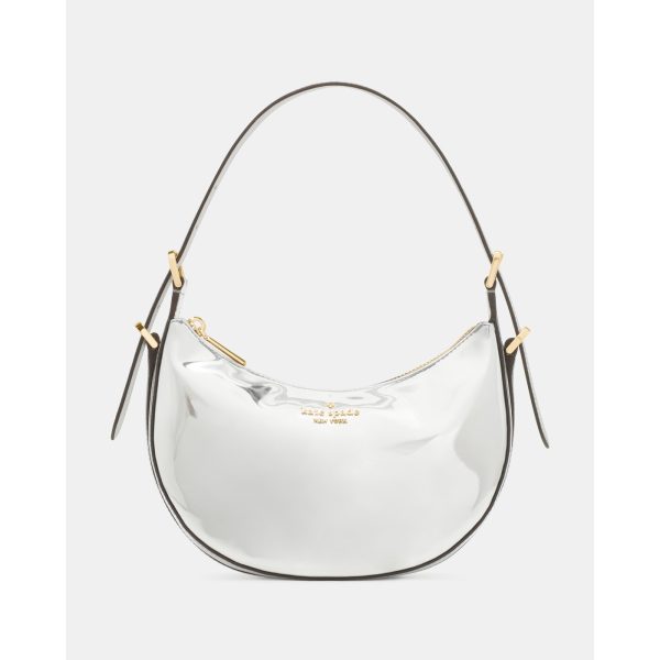Kate Spade Nova Mirror Metallic Small Crescent Shoulder Bag in Silver - Preorder