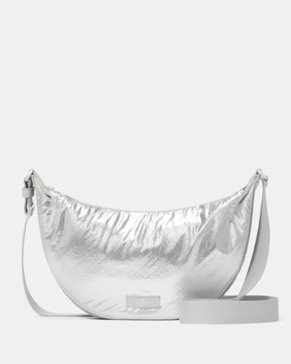 Kate Spade Carter Metallic Fabric Sling Bag Silver - Preorder