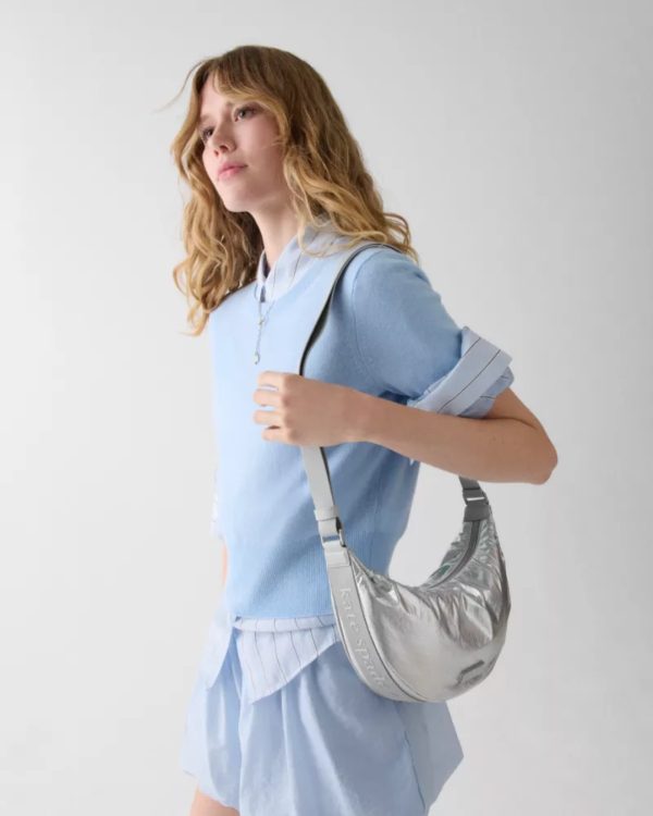Kate Spade Carter Metallic Fabric Sling Bag Silver - Preorder